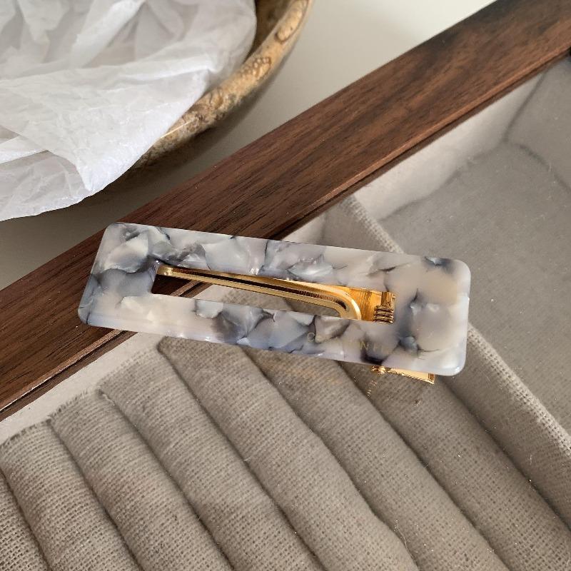 Içi boş Kare Asetik Asit saç tokası Siyah ve Beyaz Dama Tahtası Ördek Gaga Klipsi Kız Taze Çiçek Ördek Gaga Klipsi Yan Patlama Klip