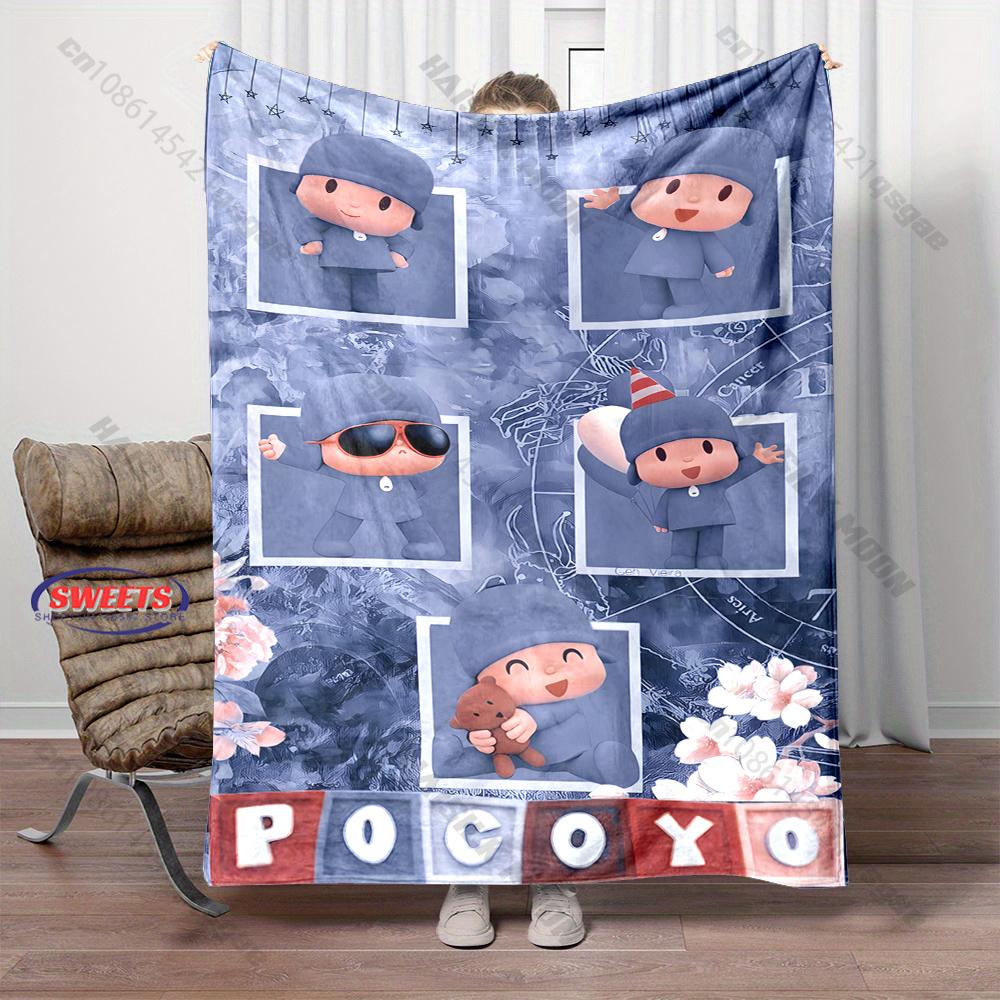 Cute P0c0y0 Theme Print Blanket Warm Soft and Comfortable Home Travel Blanket Sofa Bedding Cover Blankets Gift for Boys Girls