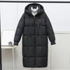 Long Puffer Jacket for Women Winter Warm Hooded Coat with Zip Thickened Long Sleeve Down Coat with Pockets