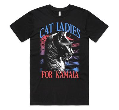 Cat Ladies For Kamala Harris (1) T-shirt Tee Top US President Election 2026 Walz