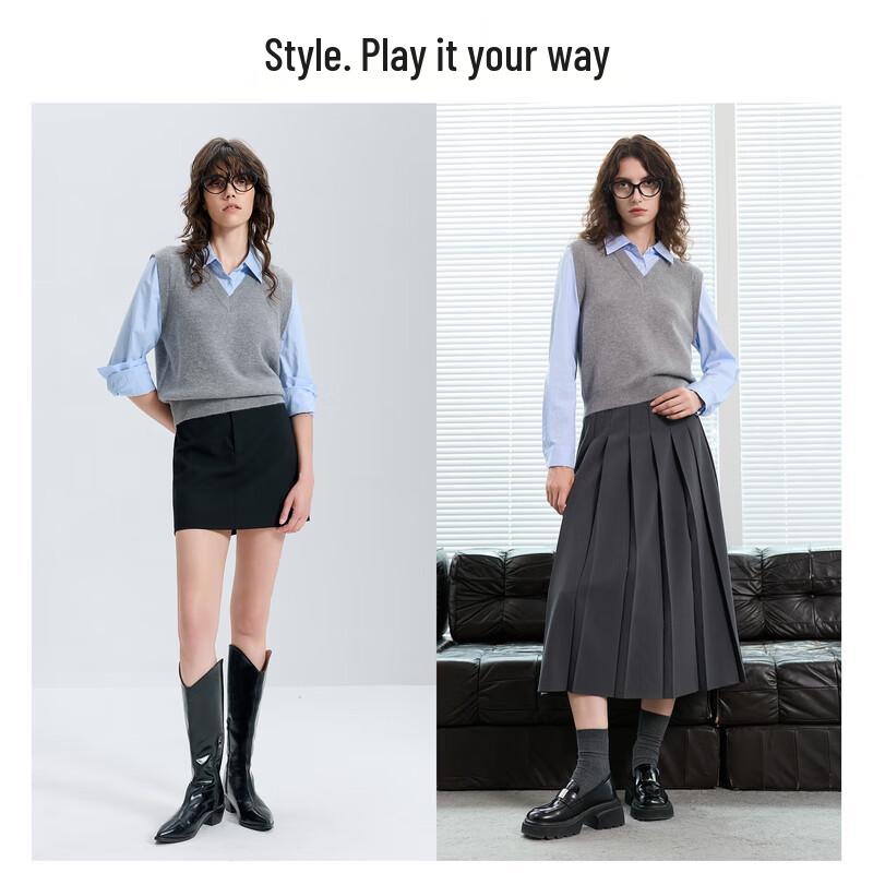 Sancai Women's Faux Two-Piece Striped Knit Pullover