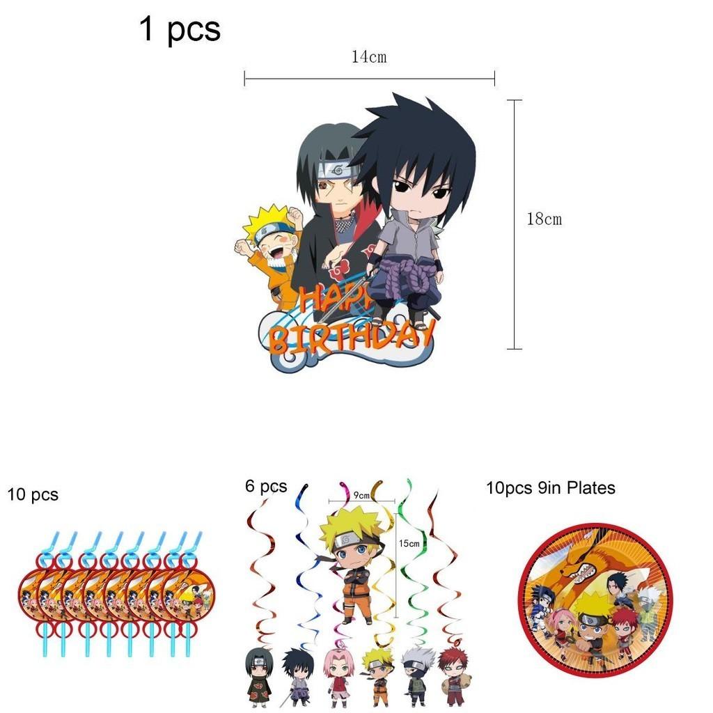 Živé párty potřeby k narozeninám s tématem Naruto Ninja Včetně bannerů a ozdob na dort