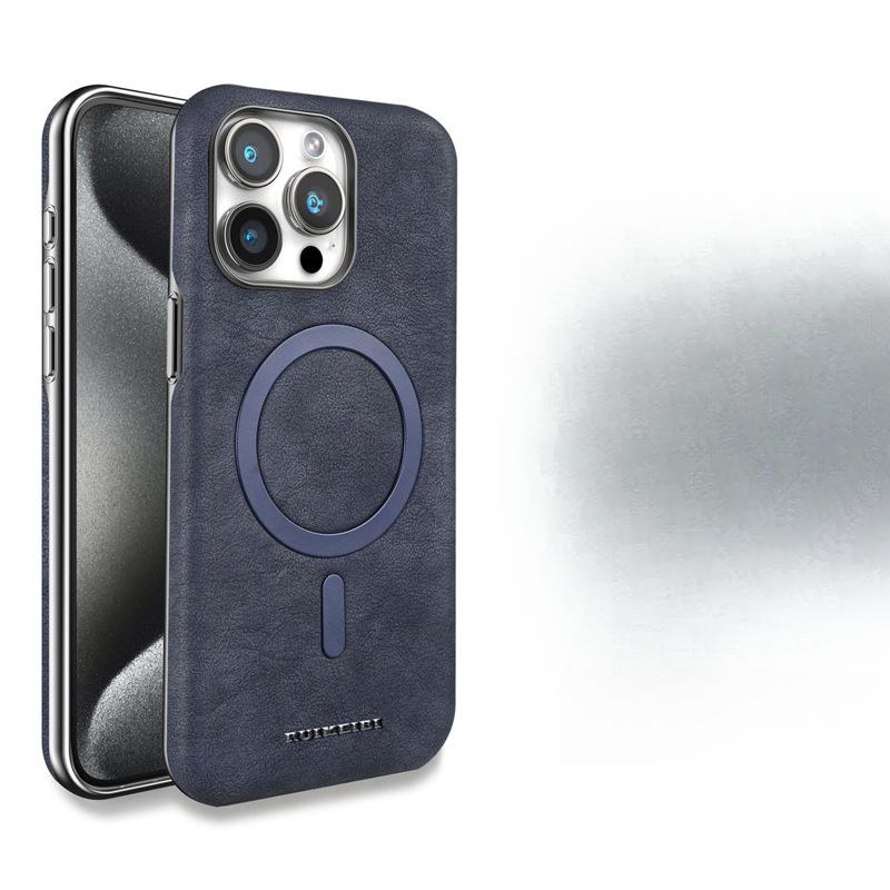 Suitable for Apple 15promax Phone Case, Suede IPhone14 Full Cover, Magnetic Attraction 13 Business Men's Electroplated Leather Case