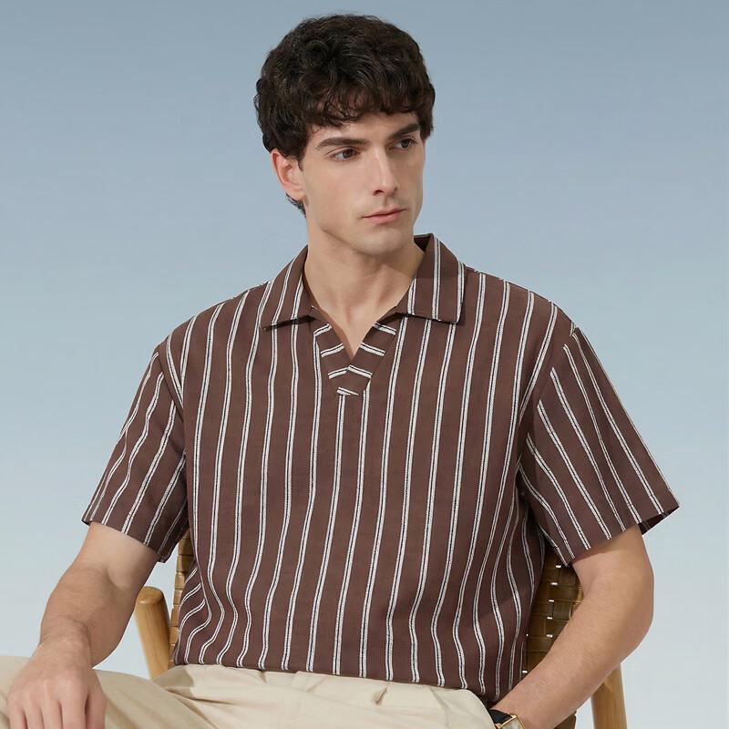 

Judger Men s 89% Linen Striped Short Sleeve Polo Shirt 2XL
