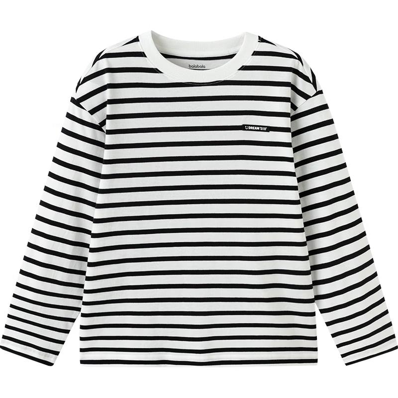 Balabala Kids' 2026 Spring Striped Long-Sleeve T-Shirt
