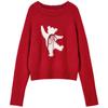 Women's V-Neck Bear Pattern Knitted Sweater