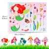 6 Packs Mermaid Face-Changing Stickers Mermaid Princess Cartoon Parent-Child Interaction Puzzle Hand Account Diy Puzzle Sticker