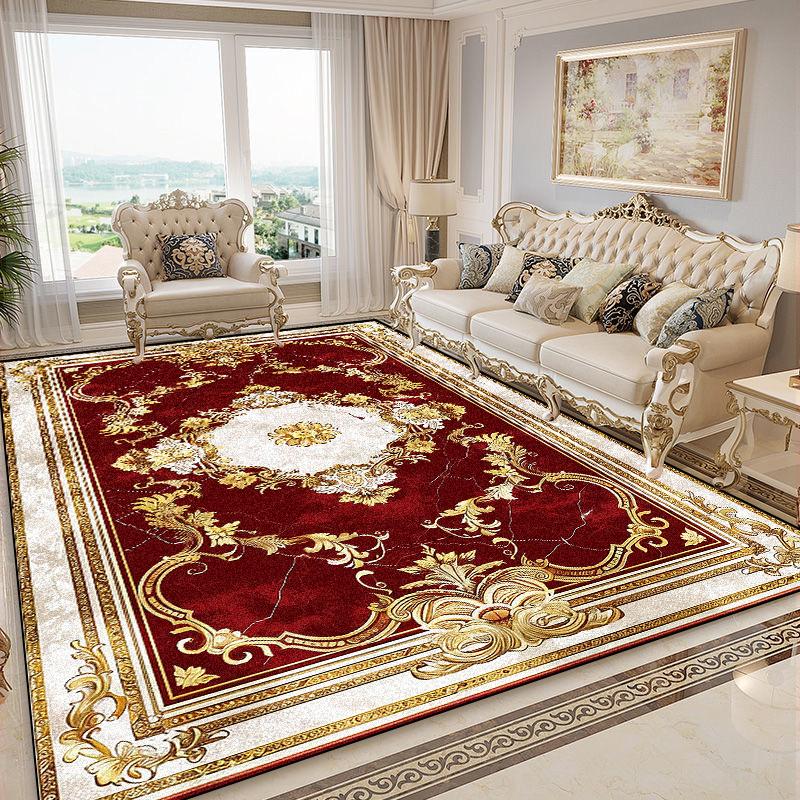 Luxurious Retro Rugs for Living Room European Style Sofa Area Non-Slip Floor Mat Bedroom Cloakroom Soft Carpet