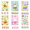 6 Photos/pack of Rabbit Eggs Easter Children's DIY Face-changing Stickers Cute Puzzle Stickers