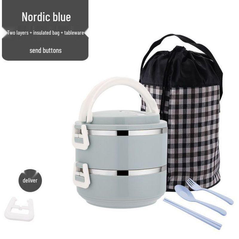 Verbesserte Niedliche Mehrschichtige Lunchbox mit Wärmeisolierung - Große Kapazität Edelstahl Bento mit Tasche, Deckel und Geschirr.