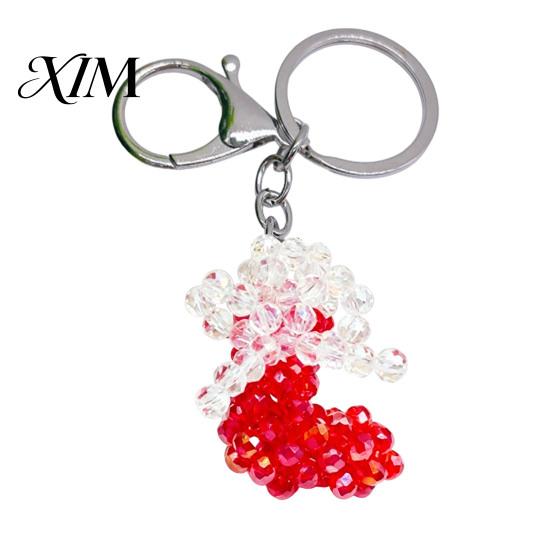 Handcrafted Keychain Handmade Christmas Beaded Keychain, Xmas Tree Wreath Gift Box Bell Key Ring Santa Keyring, Backpack Hanging Decor for Party