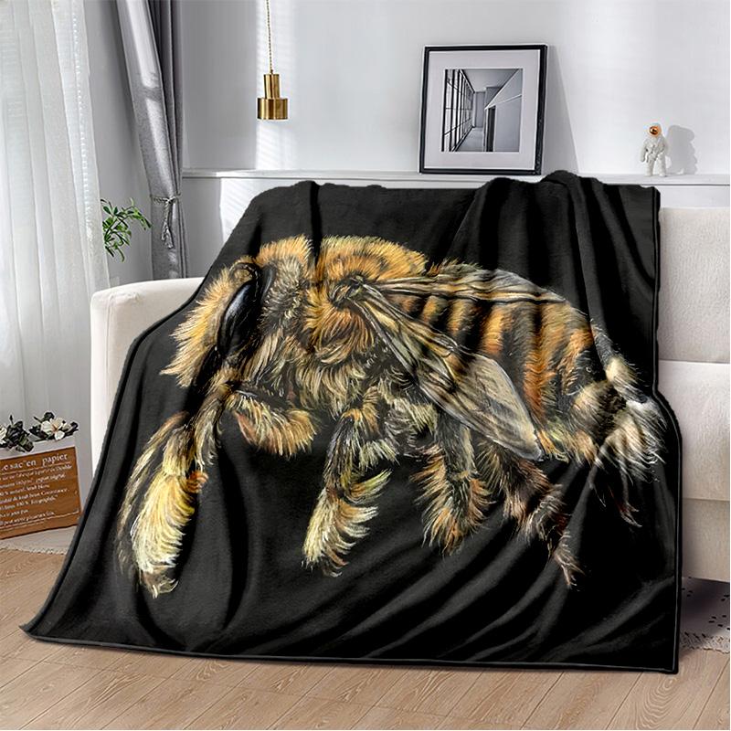 3D Honey Bee Insect Cartoon Soft Plush Blanket,Flannel Blanket Throw Blanket for Living Room Bedroom Bed Sofa Picnic Cover Kids