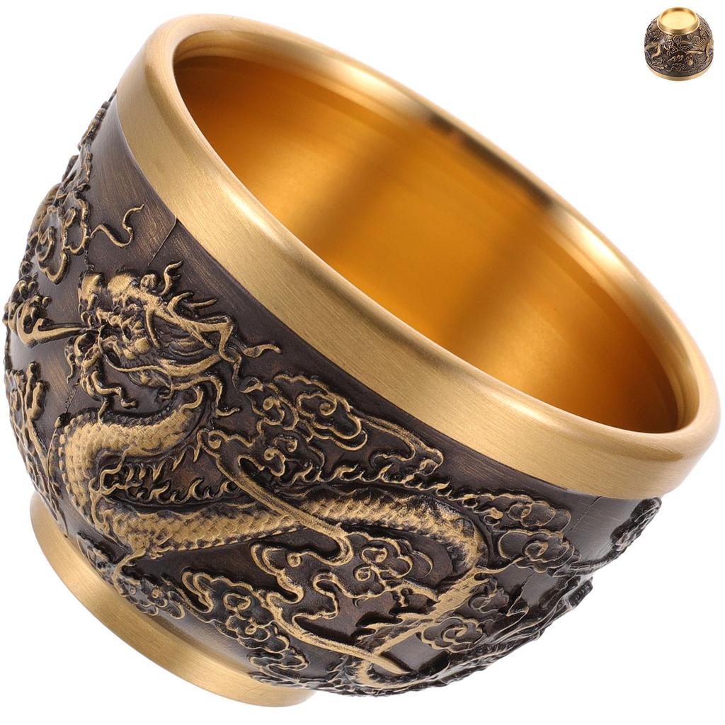 1pcs Dragon Copper Vintage Teacup Chalice Chinese Style Retro Tea Cups Home Decor Kitchen Barware