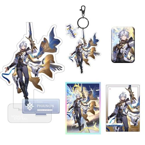 

Набор из 5 мерча Hokai Star Rail Fainon: Акриловая подставка, брелок, значок, прозрачная акриловая карточка и шикиши (Сикиси). Идеально в качестве фигурки, комнаты