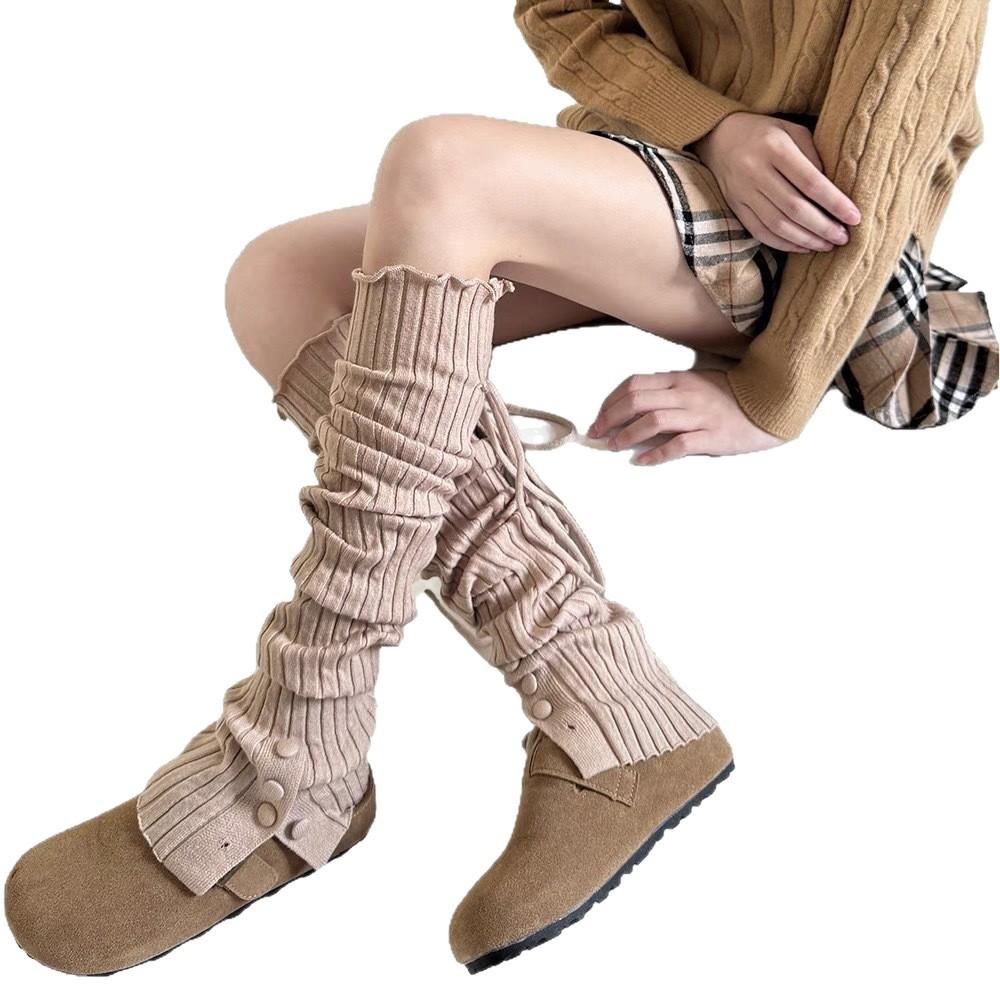 Popular Ballet Yoga Socks Women'S Straps Autumn And Winter Thickened Stack Socks Cover Lace Jk Over The Knee Leg Cover Warm Split Fork