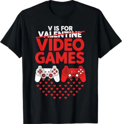 V Is for Video Games Valentines Gamer T-Shirt