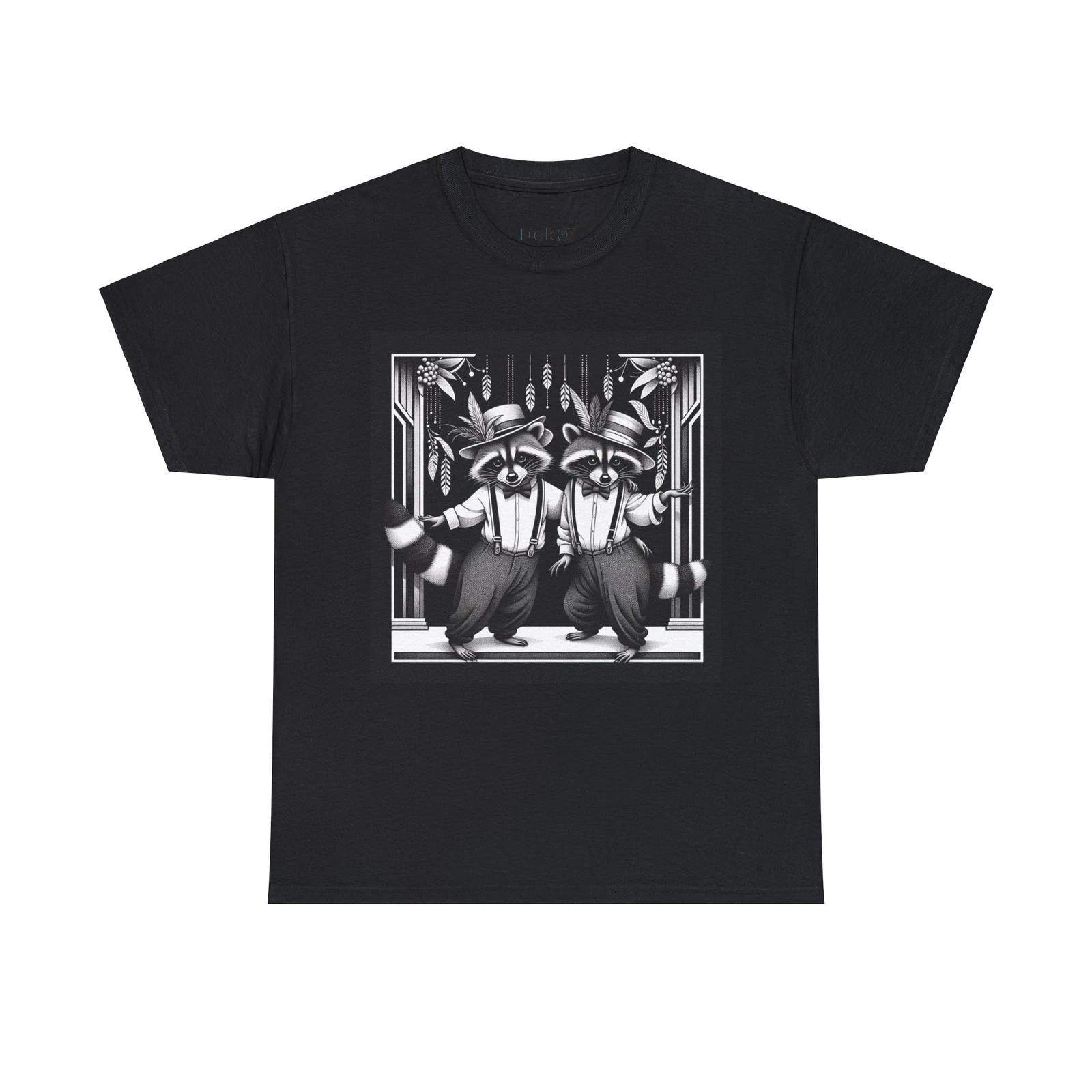 Unisex Adult T Shirt Designer Roaring Twenties Raccoons Art Deco Illustration S