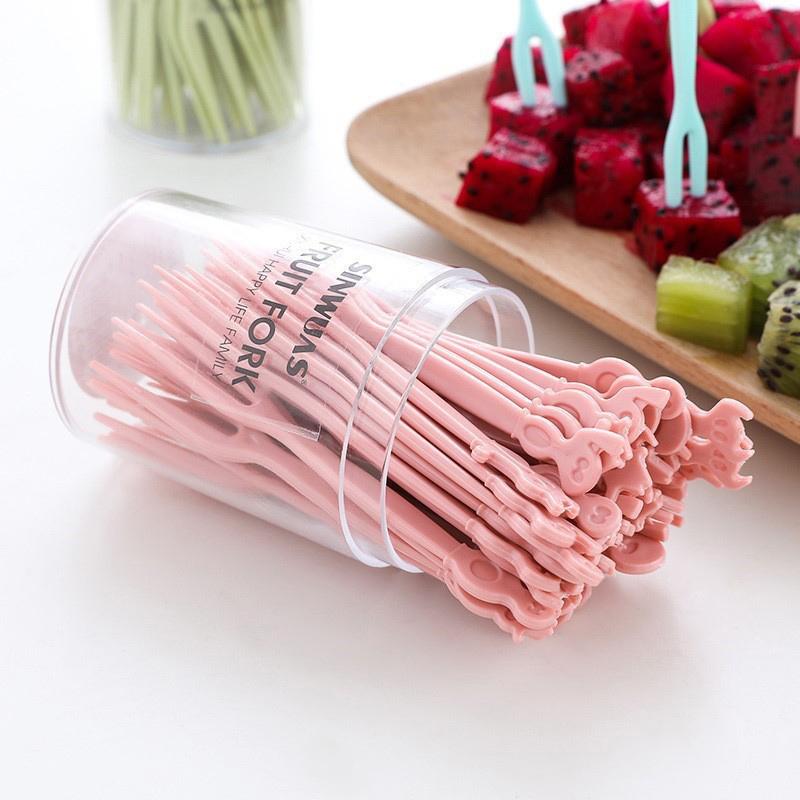 50 ks Kreslené plastové vidličky na ovoce Párátka Bento obědový box pro děti Narozeninová oslava Svačina Dort Dezert Výběrové vidličky