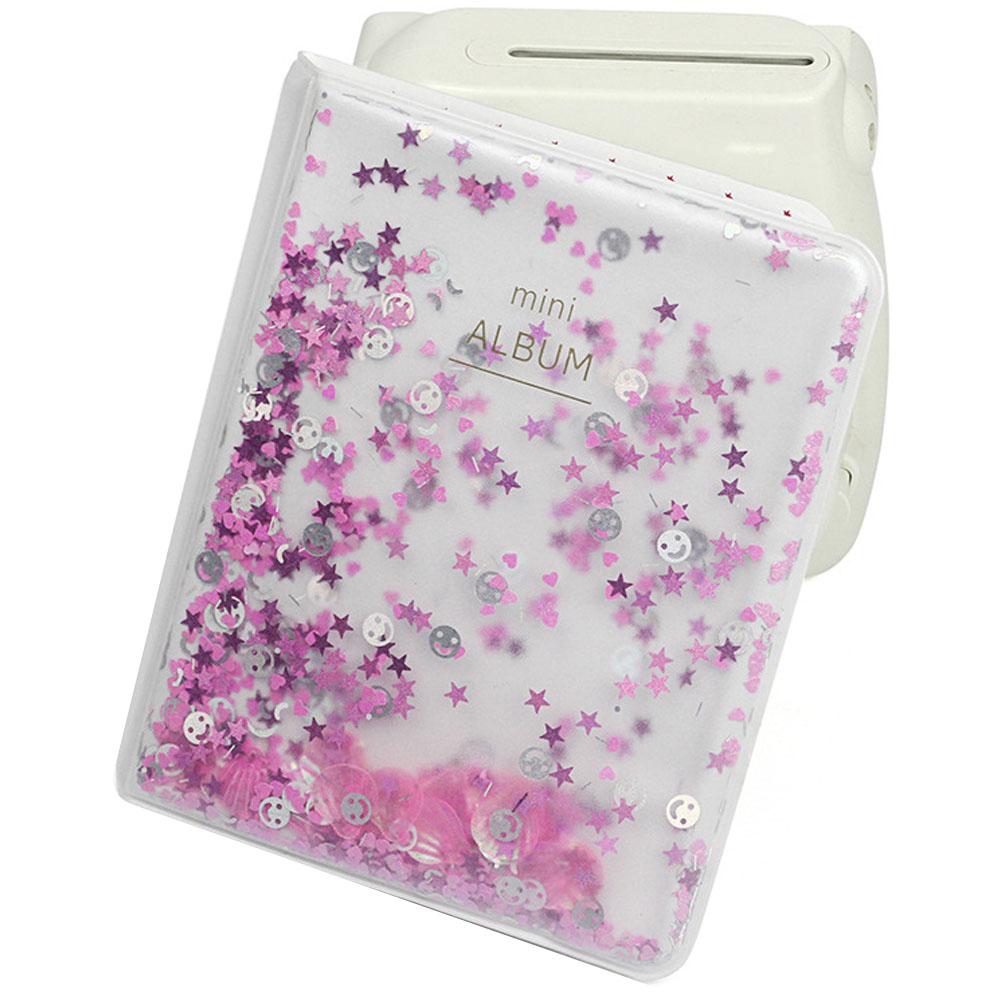 Quicksand Beads 64 Pockets 3 Inch Photo Book Album For Camera Photos(blue)