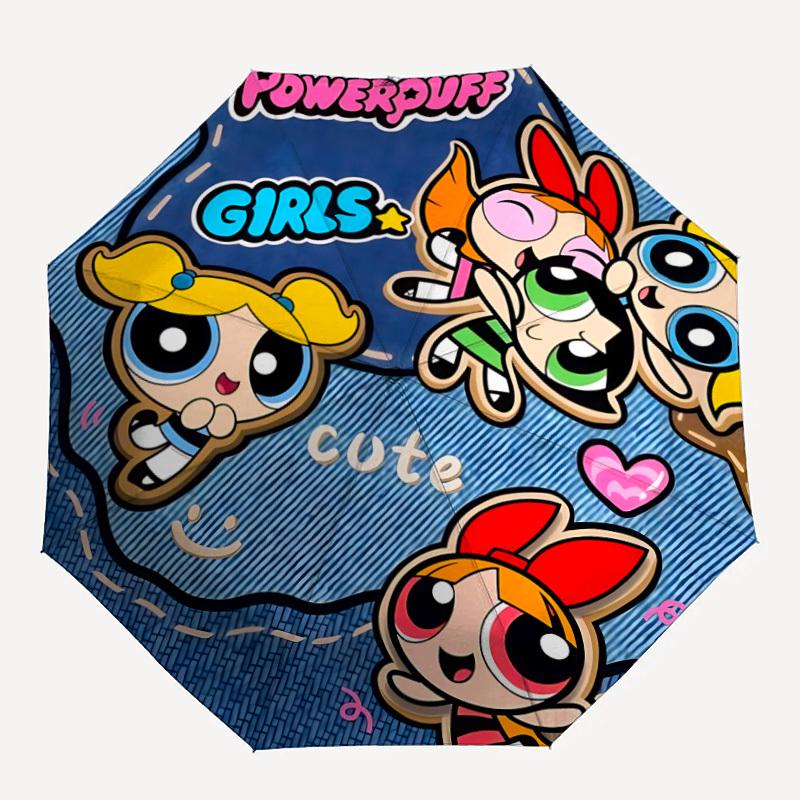 

1pc The Powerpuff Girls Automatic Folding Umbrella - Compact 8-Rib Design, Durable Plastic & Iron, Lightweight for Outdoor Daily Use22030