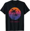San Diego T Shirt With Vintage Look Palm Trees Sunset Design