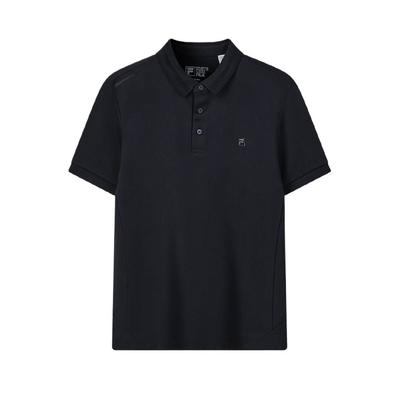 White Solid Knit Short Sleeve Polo Shirt Men Tops F11M613103F-NV