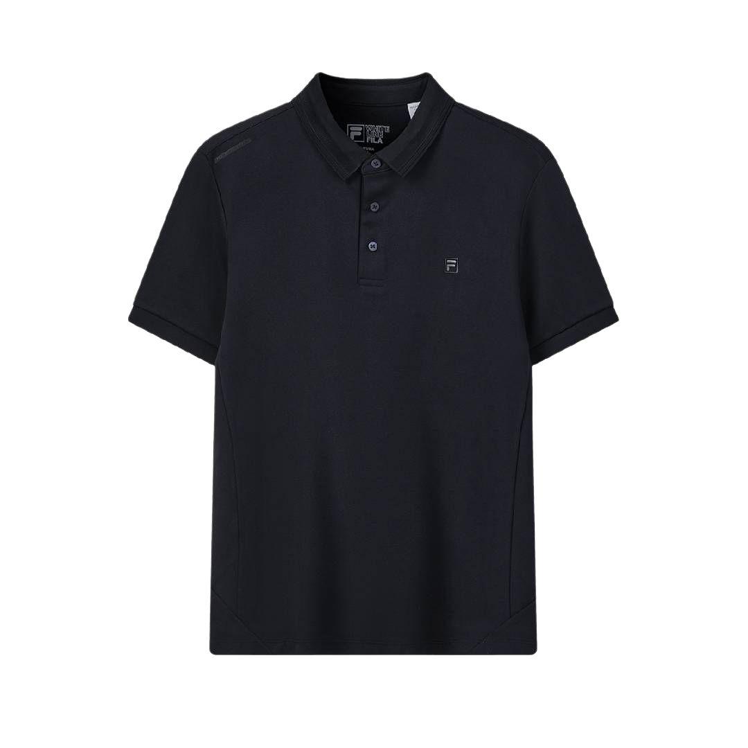 FILA White Solid Knit Short Sleeve Polo Shirt Men tops F11M613103F-NV S