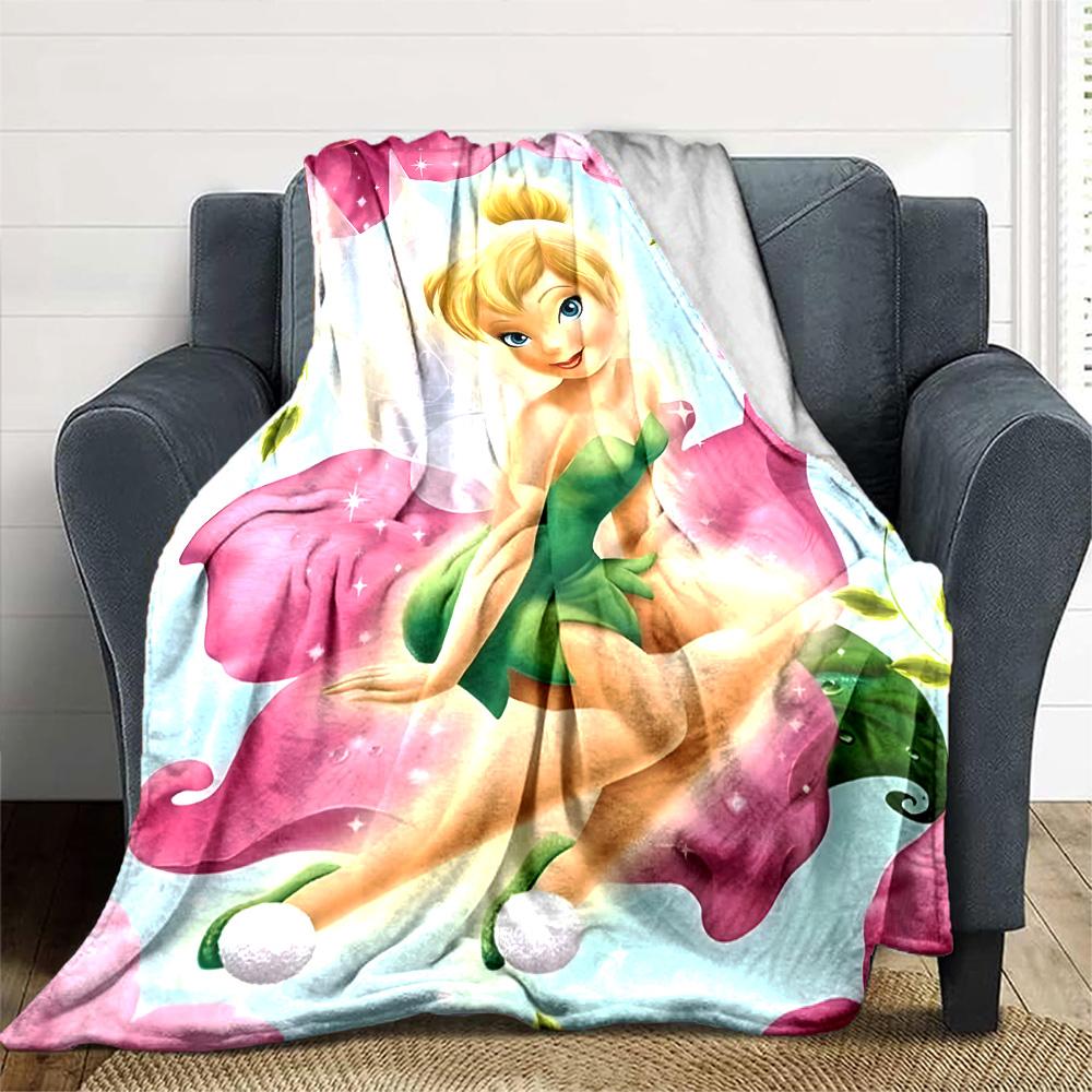 1pc T-Tinkerbell1 Blanket, Gift, for Men and Women, Soft Blanket, Good for Sofa Bed Couch Travel, Lightweight Flannel Blanket