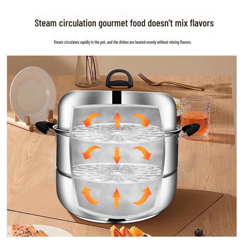 HOCUF Stainless Steel 3-Layer Steamer Pot