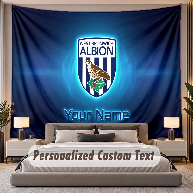 Custom Name Text Tapestry West Bromwich Albion Personalized Polyester Wall Tapestry For Bedroom And Room