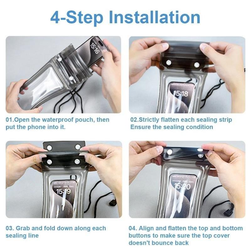Full View Floating Waterproof Phone Case Underwater Dry Bag with Seal for Swimming, Diving, Beach, Rainy Day & Outdoor Use