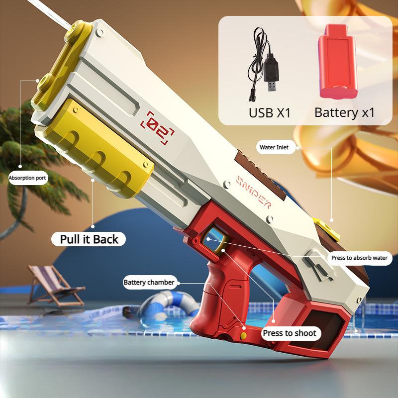 

Электрический водяной пистолет Автоматический пистолет для непрерывной стрельбы Большая емкость Быстрая стрельба Летняя пляжная игрушка для бассейна Розовый пистолет Подарок для мальчика