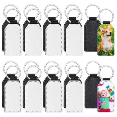 Creative Heat Transfer Keyring PU Leather Double Sides Blank ID Tags Keyring  Backpack Decor