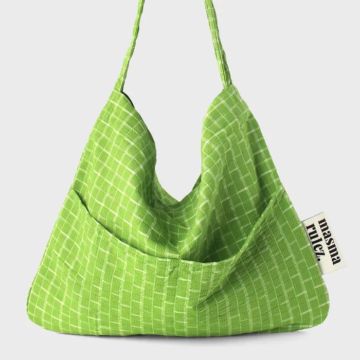 Rabbit eco bag_Check green