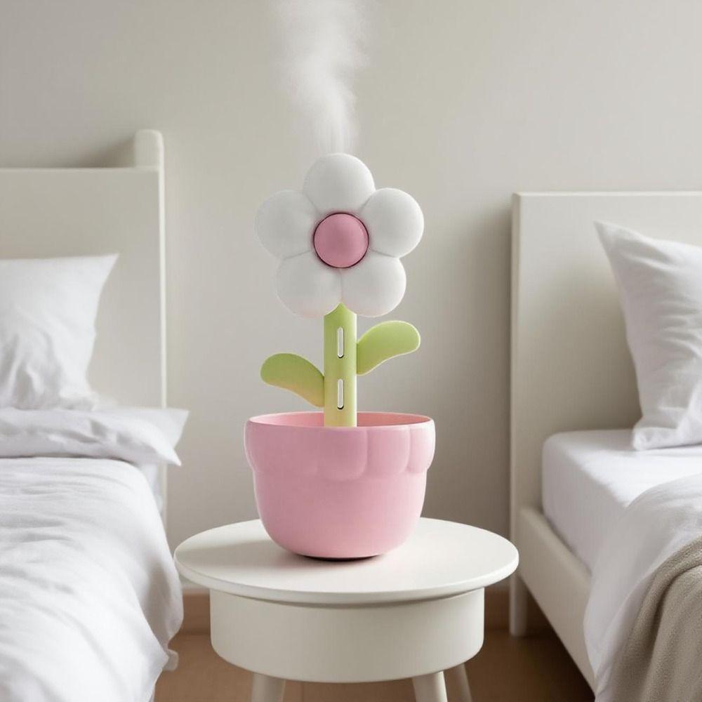 Cute Flower Air Humidifier 300ml Cool Mist Air Purifier Car Mist Air Humidifier  Travel