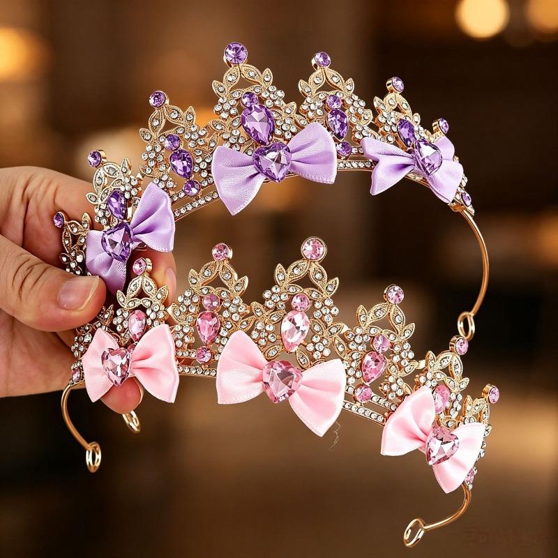 Süße Prinzessinnenkrone Schleife Haaraccessoires Schneekönigin Kopfschmuck Geburtstagsparty Haaraccessoires Hoher Sinn Mädchenkrone