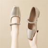 Rhinestone thick heel Mary Jane shoes women's autumn new with skirt temperament square head low heel light mouth single shoes