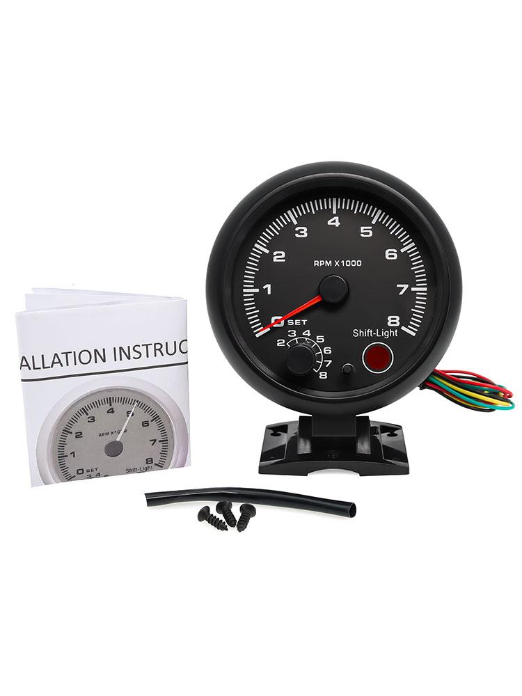 AD 95MM Auto Tachometer 0-8000 RPM Meter Gauge with Inter Shift Light 7 Color Racing Meter Tacometro Moto Motorcycle