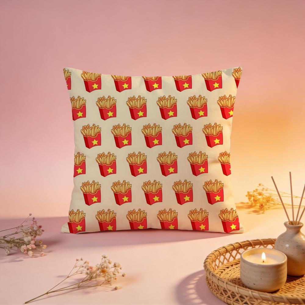 Fun Fast Food French Fries Cushion Cover Comfortable Durable Pillow Cover MultiScene for Home Office Car Sofa