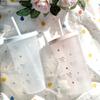 Aesthetic Bowknot Plastic Water Bottle for Iced Coffee and Tea