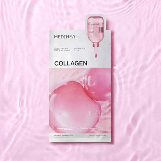 MEDIHEAL Collagen Essential Mask 10P Elasticity Pore Care Abundant Serum Hyaluronic Acid Peptide Moisturizing Skincare Sheet Face Pack