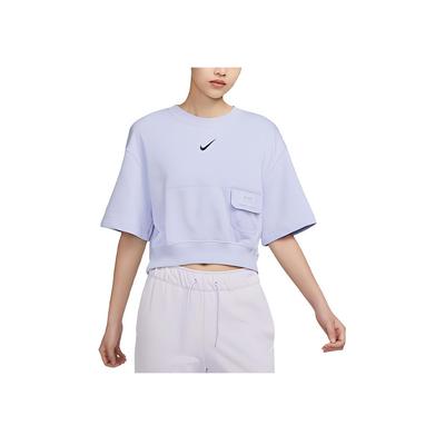 Roupa Esportiva City Utility Logo Sólido Manga Curta Solta Camiseta Mulher Tops Roxo Oxigênio DV8039-536