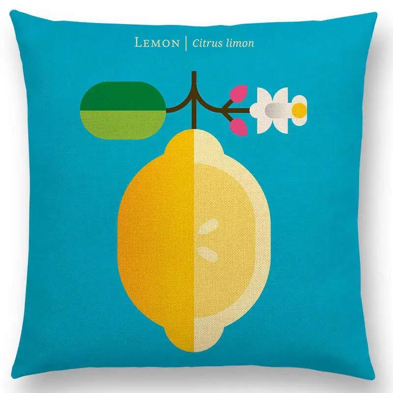 Urocze Owoce Warzywa Poszewka na Poduszkę Cytryna Ananas Awokado Jeżyna Cebula Burak Ogórek Poszewka na Poduszkę Ozdobną na Sofę