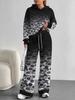Gradual Change European And American Autumn And Winter Casual Long-Sleeved Suit Women'S Hooded Sweater Trousers Two-Piece Set