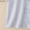 ZANZEA Blusa Casual de Mujer con Cuello Redondo, Manga Corta Suelta a Rayas
