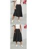 European High-Waisted Casual Midi Skirt - A-Line, Loose Fit, Draped Hem