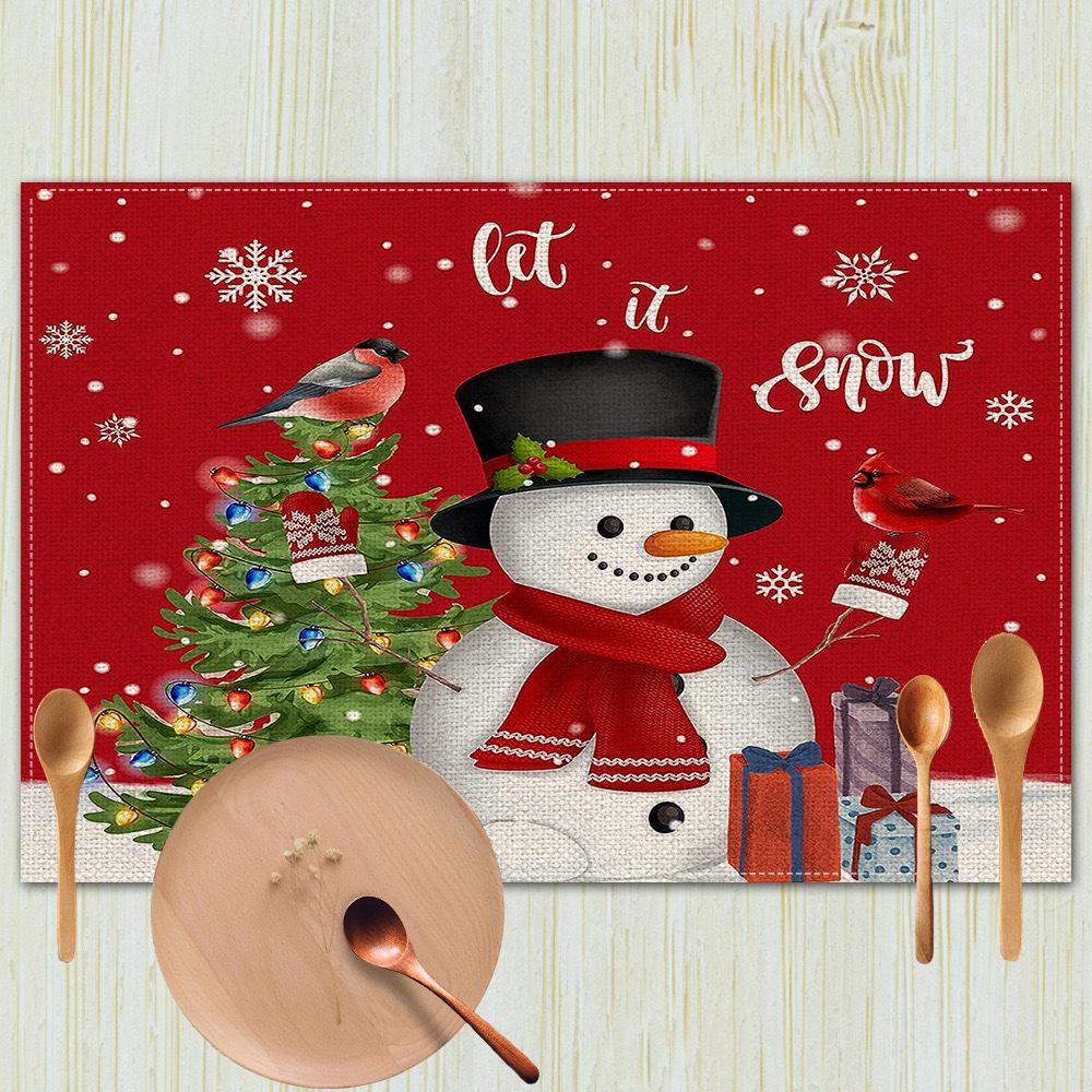 New Christmas Table Mats Holiday Dining Placemats for Xmas Table Decor Snowflake Table Runner Waterproof Festive Accessories