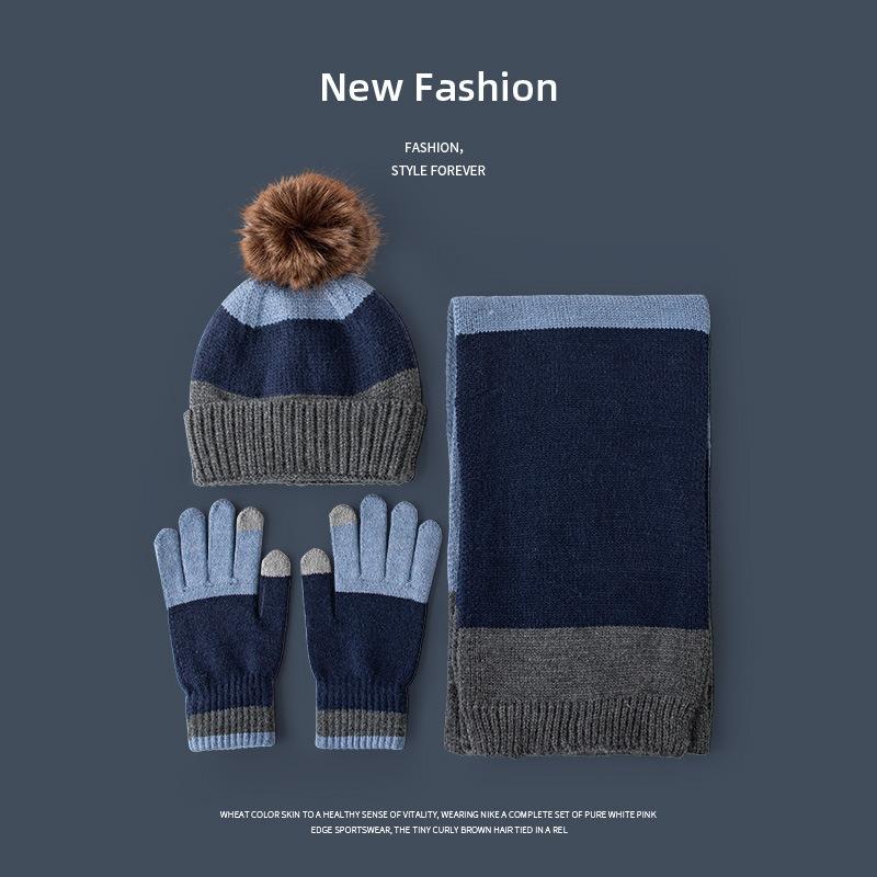 

Autumn and winter hats, scarves, gloves, three-piece set, medium and older children s men s and women s warm and cold-proof hats, fleece scarves, hats