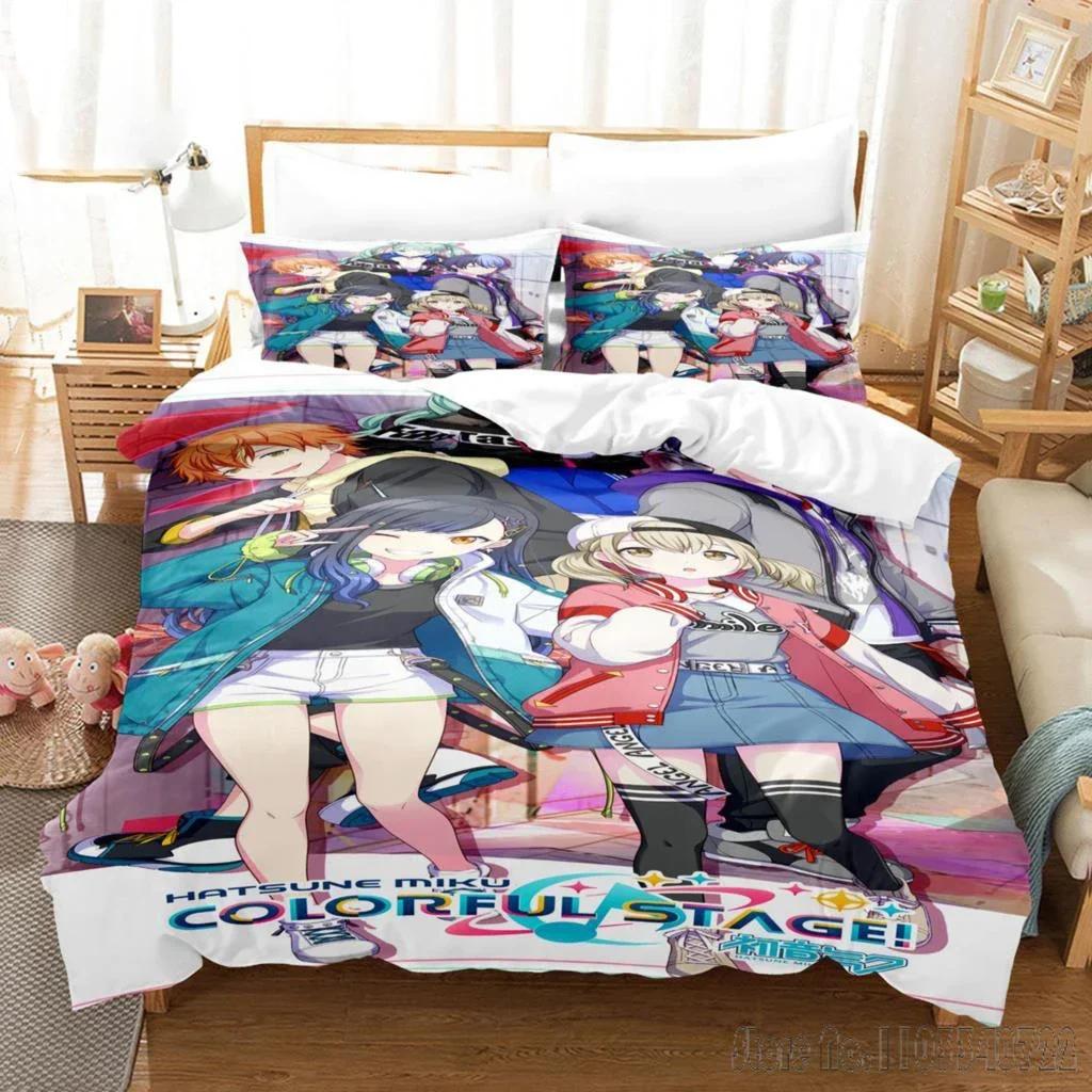 Anime Quilt Set Hatsune Duvet Cover Set HD Comforter Cover for Kids Bedding Sets Bedclothes Bedroom Decor