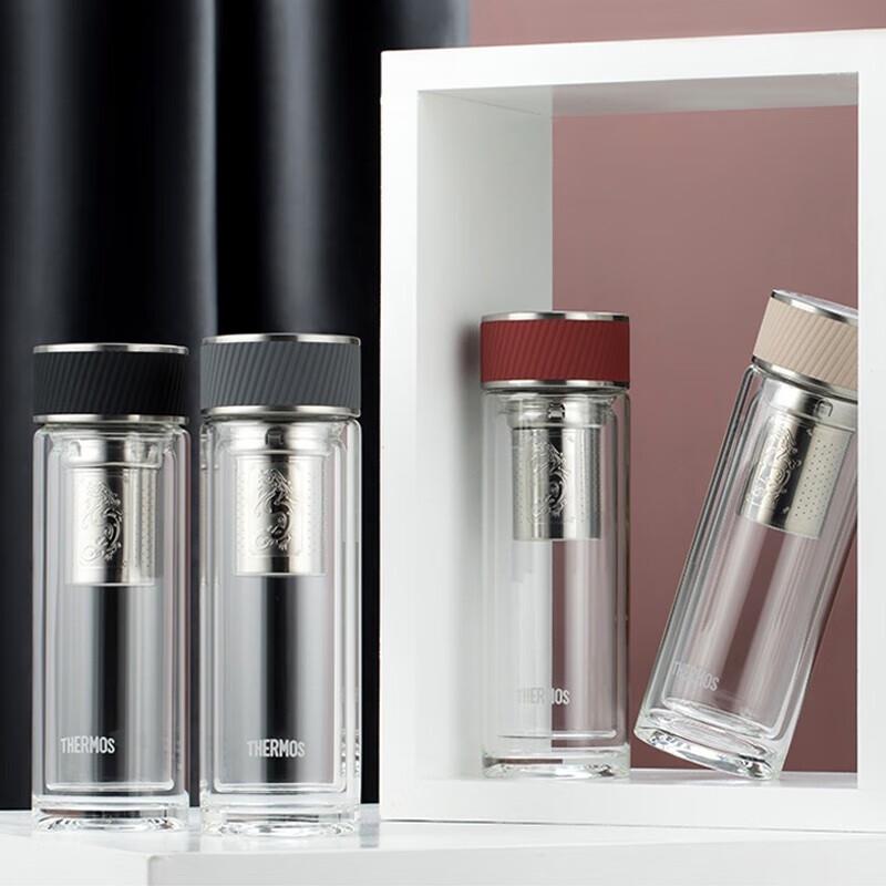 Thermos Double-Layer Heat-Resistant Glass Tea Infuser Mug 400ml